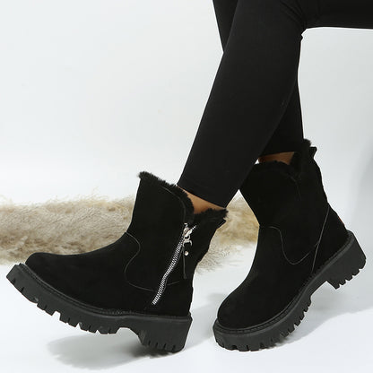 Dicke Plüsch-Schneestiefel für Damen aus Kunstwildleder