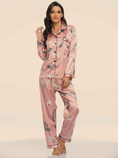 Women's Print Pajama Set Long Sleeve Tops And Pants Loungewear Sleepwear - Shopteufel