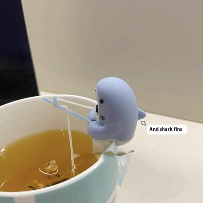 Shark Fishing Tea Infuser Pet Cup Edge Hanging Cartoon Animals Shape Ins Style Home Decor Multifunctional Tea Accessories Tools - Shopteufel