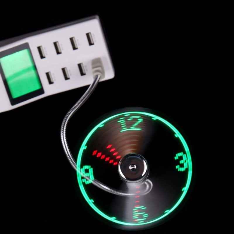 USB-Ventilator, verstellbar, Mini-Ventilator, flexibel, LED-Licht, Zeitanzeige, praktisches Desktop-Gadget - Shopteufel