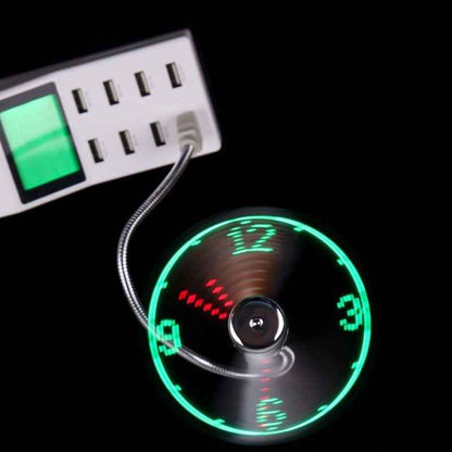 USB-Ventilator, verstellbar, Mini-Ventilator, flexibel, LED-Licht, Zeitanzeige, praktisches Desktop-Gadget - Shopteufel