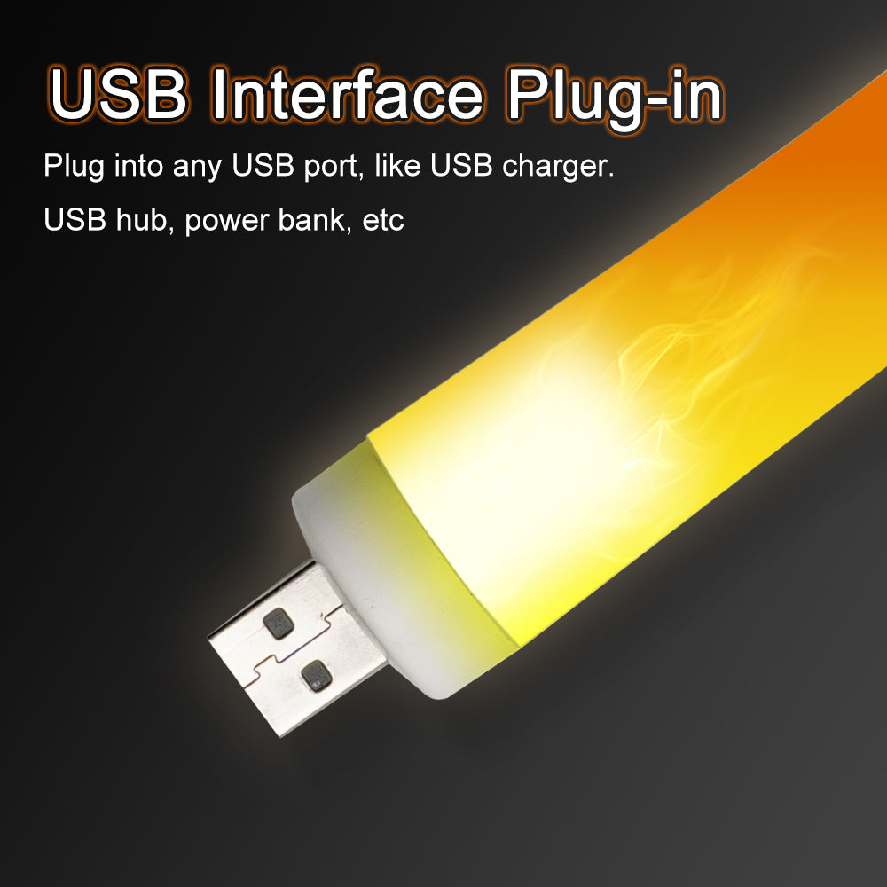USB-Atmosphärenleuchte mit LED-Flammeneffekt, blinkenden Kerzenlichtern, Buchlampe für Powerbanks, Campingbeleuchtung, Zigarettenanzünder-Effekt - Shopteufel