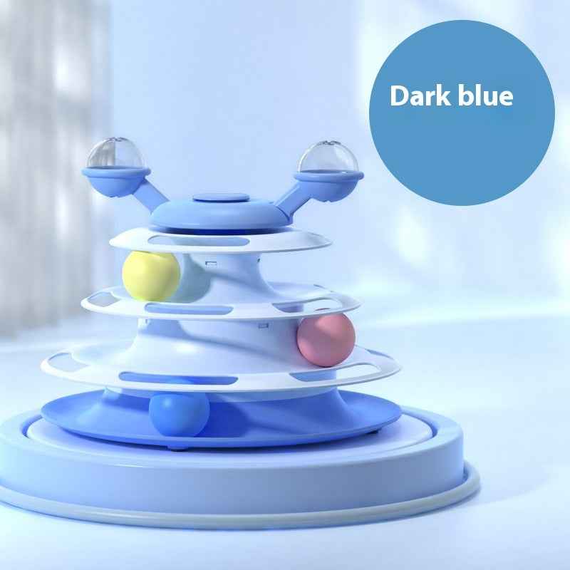 4 Levels Cat Toy Tower Turntable Roller Balls Toys Interactive Intelligence Pets Toys Training Track Puzzle Funny Games Accessories Pet Products - Shopteufel