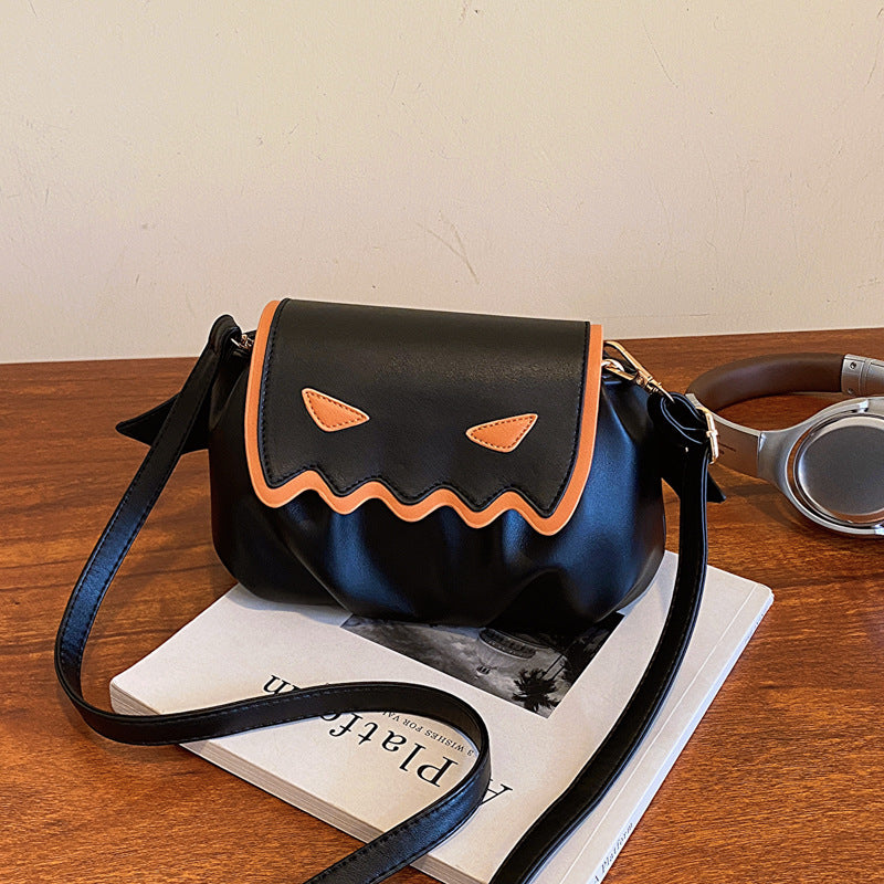 Lustige Umhängetasche mit Halloween-Kürbis-Motiv, Schultertasche mit kleinen Flügeln
