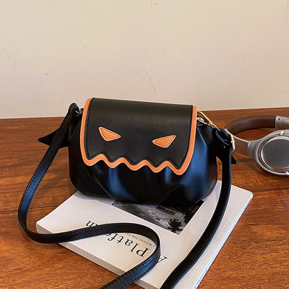 Lustige Umhängetasche mit Halloween-Kürbis-Motiv, Schultertasche mit kleinen Flügeln
