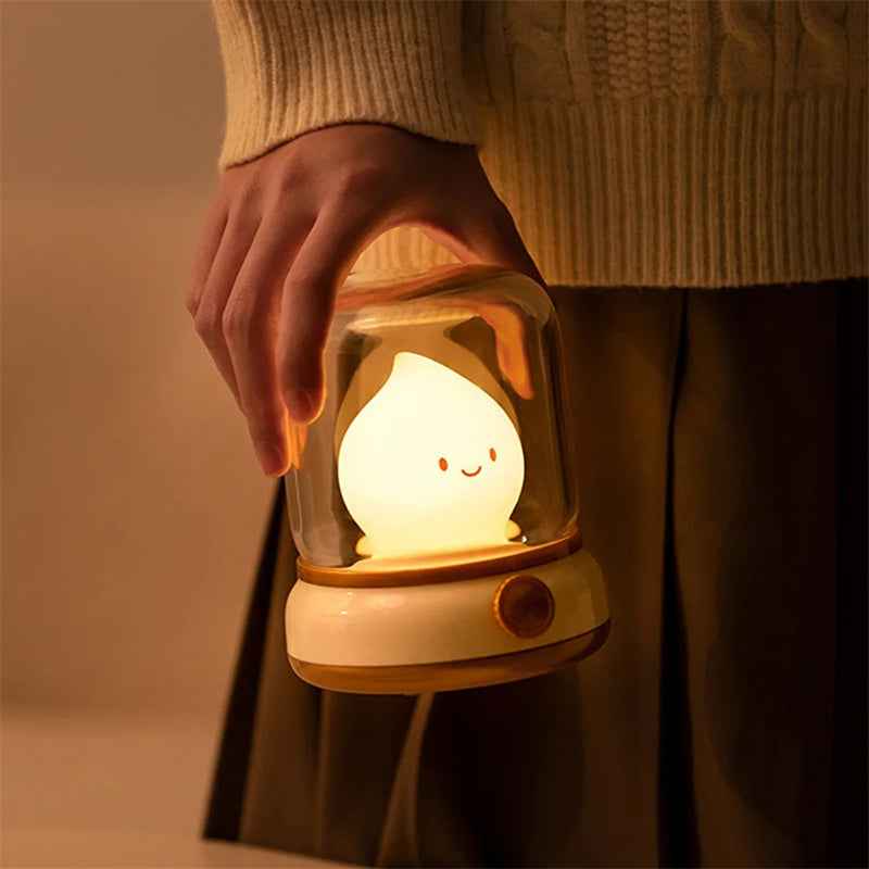 Retro Small Night Lamp Bedroom Mini Desktop LED Cute Night Lamp Creative USB Rechargeable Portable Cartoon Table Lamp For Coffee Bar Hotel Bedroom Home Decor - Shopteufel