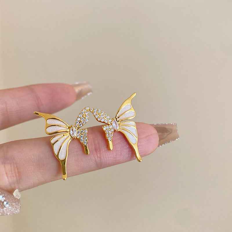 Fashion Jewelry Rhinestone Dripped Butterflies Stud Earrings Sweet Everyday Versatile Jewelry For Women - Shopteufel