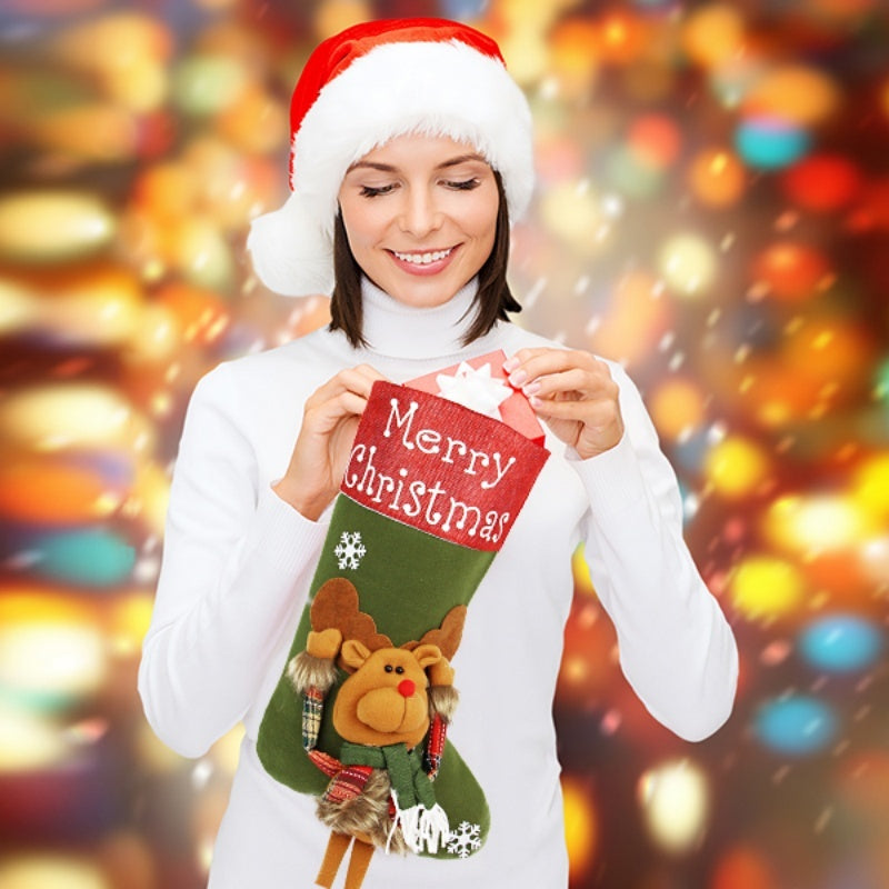 Weihnachtsdekorationsset, Nikolaus Strümpfe, 3D-Plüsch-Socken, Weihnachtsbaumanhänger - Shopteufel