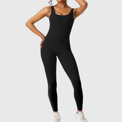 Women Sleeveless Flare Jumpsuits Fitness Yoga Long Pants - Shopteufel