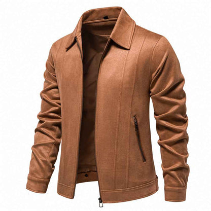 Fashion Lapel Zipper Jacket Autumn And Winter Solid Suede Coat Men's Clothing Outdoor - Shopteufel