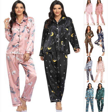 Women's Print Pajama Set Long Sleeve Tops And Pants Loungewear Sleepwear - Shopteufel