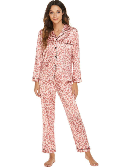 Women's Print Pajama Set Long Sleeve Tops And Pants Loungewear Sleepwear - Shopteufel