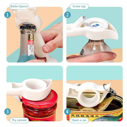 Multifunktions-Dosenöffner für Gläser, Bierflaschen und Flaschen – manueller Flaschenöffner 4-in-1 – multifunktionaler, deckelloser Dosenöffner - Shopteufel