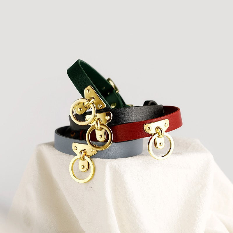 Braunes Bondage-Lederhalsband mit Kettenleine, BDSM-Sklavenspielzeug-Fetisch - Shopteufel