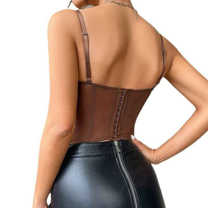 Damen-Top mit Spaghettiträgern, ärmellos, rückenfrei, mit Korsett-Design - Shopteufel