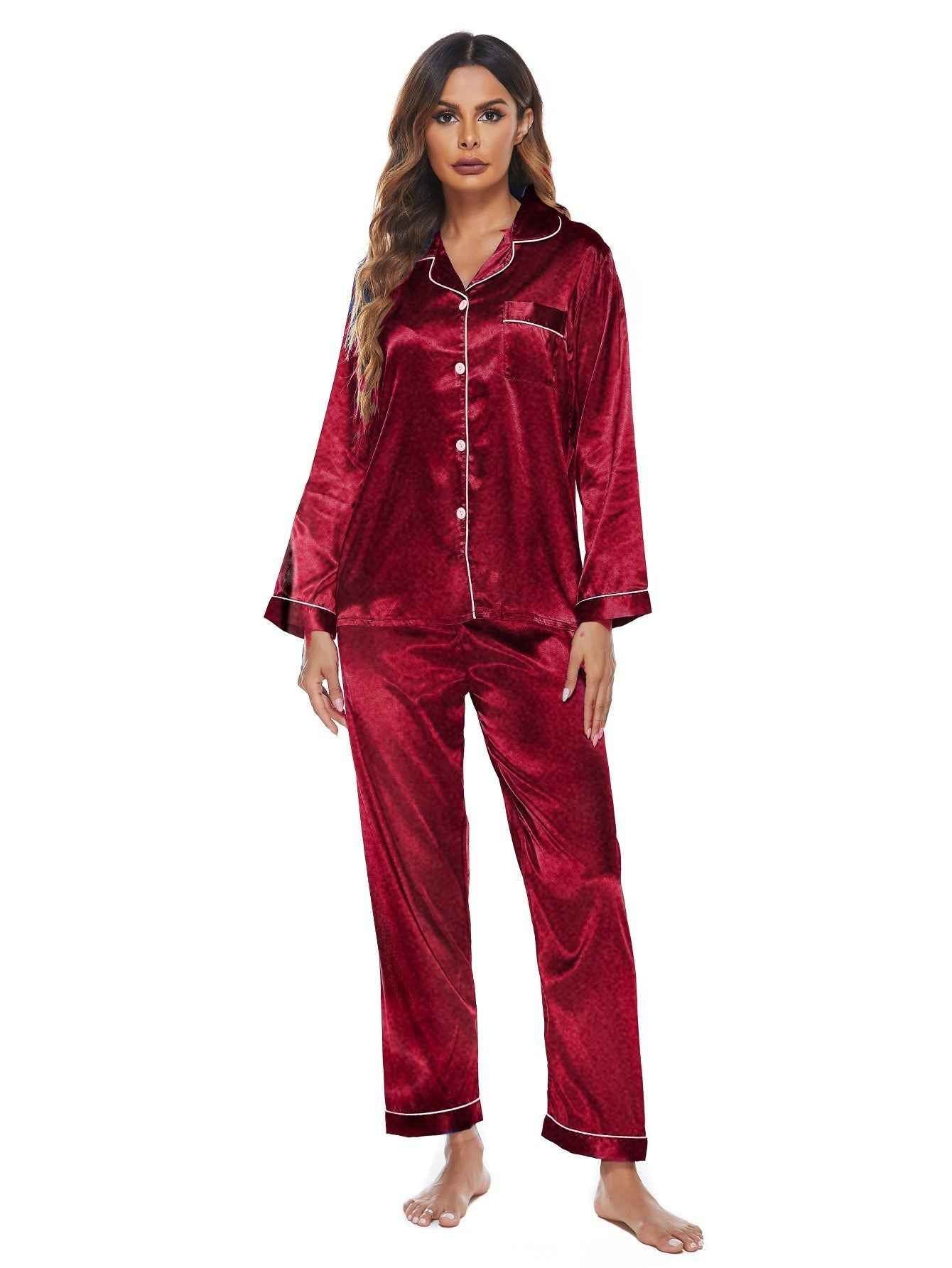Pajamas Women's Long Sleeve Sleepwear Soft Button Loungewear Pjs Set Nightwear - Shopteufel