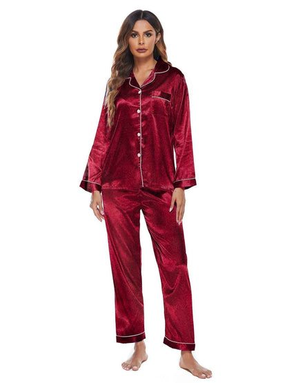Pajamas Women's Long Sleeve Sleepwear Soft Button Loungewear Pjs Set Nightwear - Shopteufel