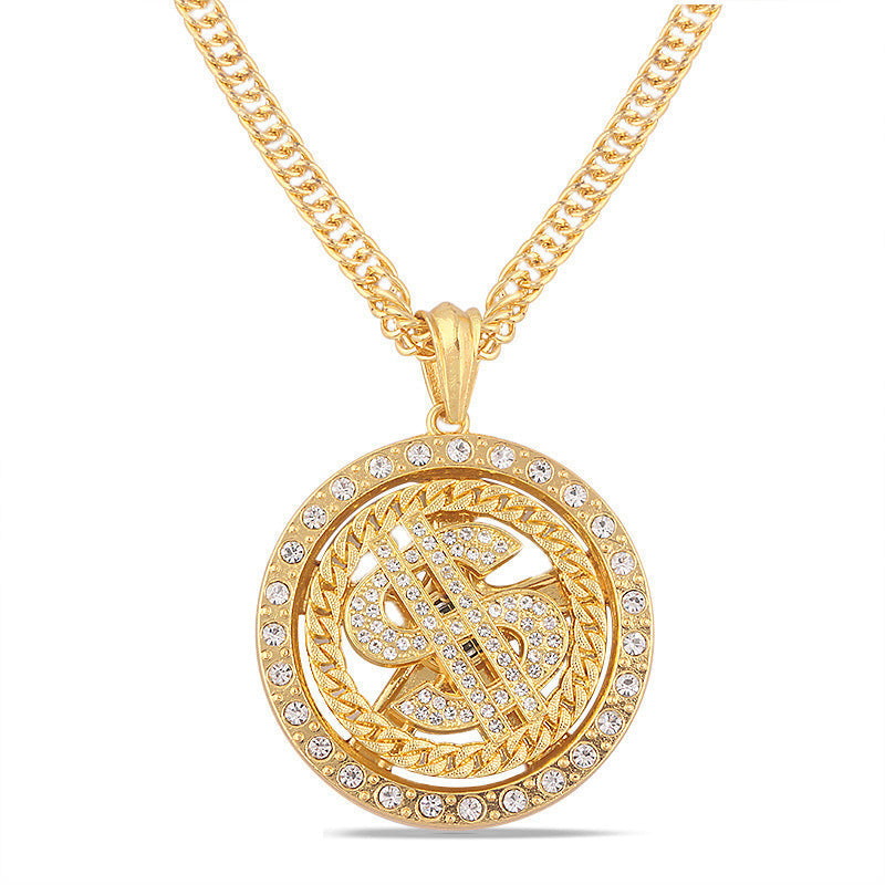 Hip-Hop-Street-Dollar-Drehteller-Halskette Rap HIPHOP - Shopteufel