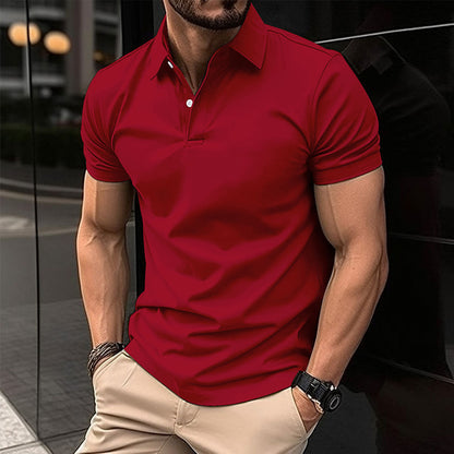 Sommerliches Kurzarm-Poloshirt für Herren, einfarbig, mit Knopfleiste am Revers - Shopteufel
