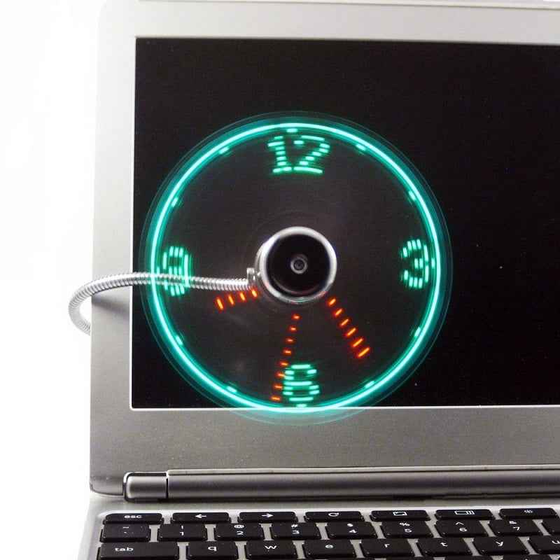 USB-Ventilator, verstellbar, Mini-Ventilator, flexibel, LED-Licht, Zeitanzeige, praktisches Desktop-Gadget - Shopteufel