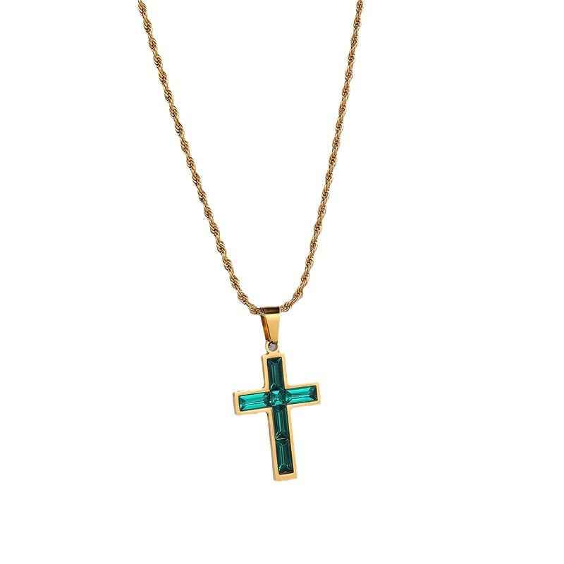Fashion Jewelry European And American Ing Style Diamond Cross Necklace Unique No Color Fading - Shopteufel