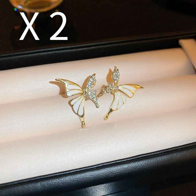 Fashion Jewelry Rhinestone Dripped Butterflies Stud Earrings Sweet Everyday Versatile Jewelry For Women - Shopteufel