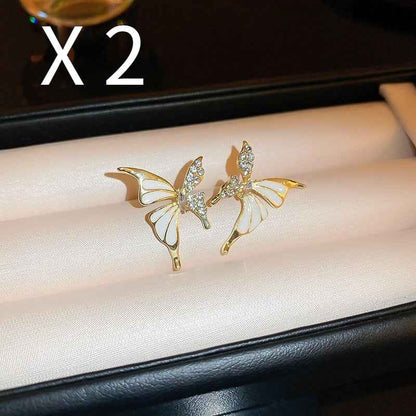 Fashion Jewelry Rhinestone Dripped Butterflies Stud Earrings Sweet Everyday Versatile Jewelry For Women - Shopteufel