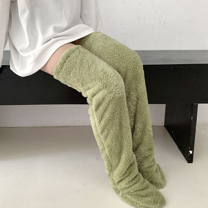 Overknee-Socken, flauschig, lang, warm für kalte Winterbeine und Kniegelenke, kältebeständig, ideal zum Schlafen auf dem Boden.