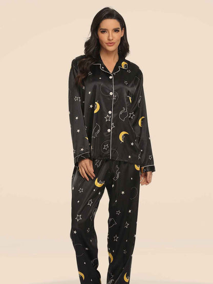 Women's Print Pajama Set Long Sleeve Tops And Pants Loungewear Sleepwear - Shopteufel