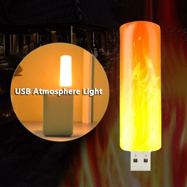 USB-Atmosphärenleuchte mit LED-Flammeneffekt, blinkenden Kerzenlichtern, Buchlampe für Powerbanks, Campingbeleuchtung, Zigarettenanzünder-Effekt - Shopteufel