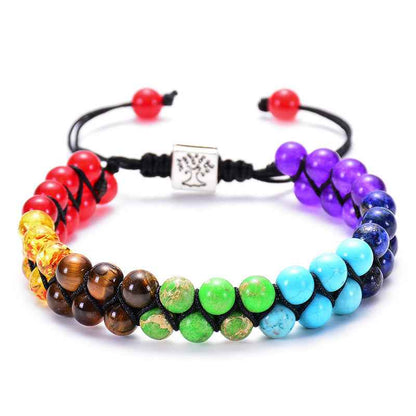 Fashion Jewelry 6mm 7 Chakra Stone Bead Yoga Meditation Bracelet Healing Crystal Double Layer Natural Gemstone Beaded Anxiety Bracelets For Women - Shopteufel