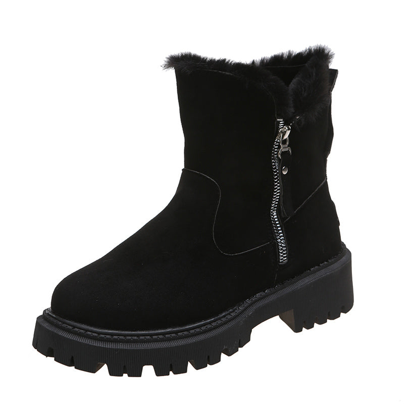 Dicke Plüsch-Schneestiefel für Damen aus Kunstwildleder