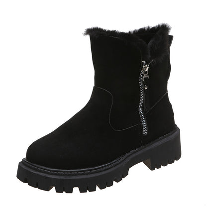 Dicke Plüsch-Schneestiefel für Damen aus Kunstwildleder