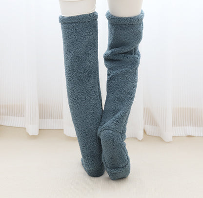 Overknee-Socken, flauschig, lang, warm für kalte Winterbeine und Kniegelenke, kältebeständig, ideal zum Schlafen auf dem Boden.