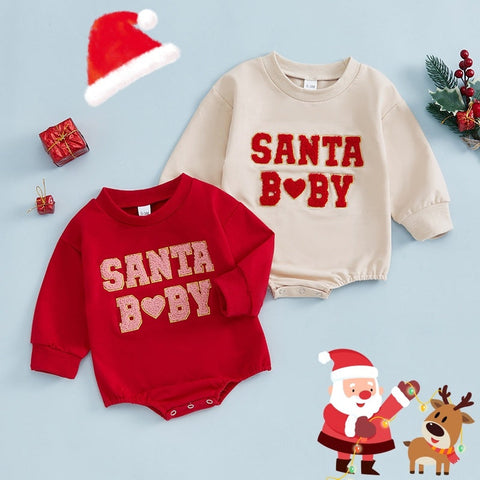 Weihnachtskleidung für Mädchen und Jungen, lässiger Sweatshirt-Strampler