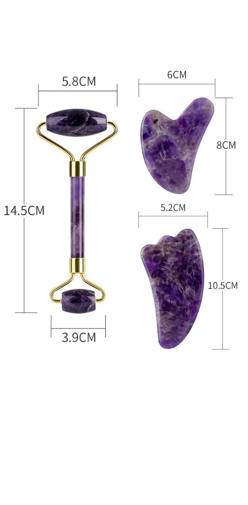 Amethyst-Roller-Set, herzförmiger Gua Sha Massager - Shopteufel