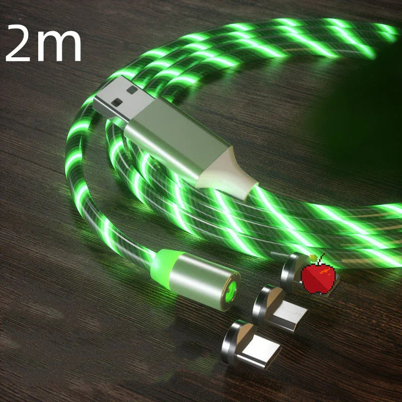 Magnetisches Ladekabel, Schnellladekabel, Lightning-, Micro-USB-Kabel, LED-Magnetladegerät, Typ-C-Kabel - Shopteufel