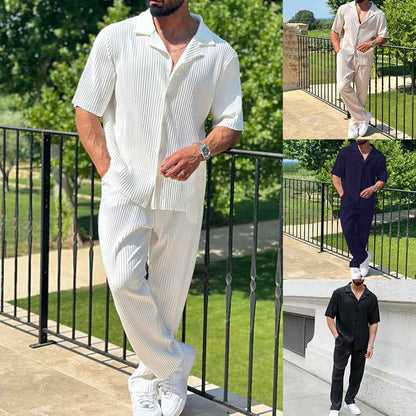 Sports Men Suit Fashion Casual Short-sleeved Trousers Two-piece Set - Shopteufel