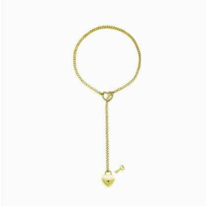 Fashion Jewelry 2024 New Slip Chain Necklace Heart O-Ring Rock Cuban Long Necklace Adjustable Heart Shaped Lock Core With Key - Shopteufel