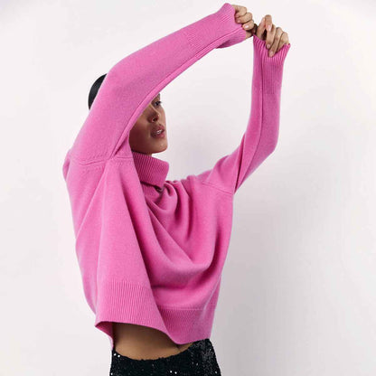 Winter Turtleneck Sweater Fashion Personality Long Sleeve Knitted Top Women's Clothing - Shopteufel