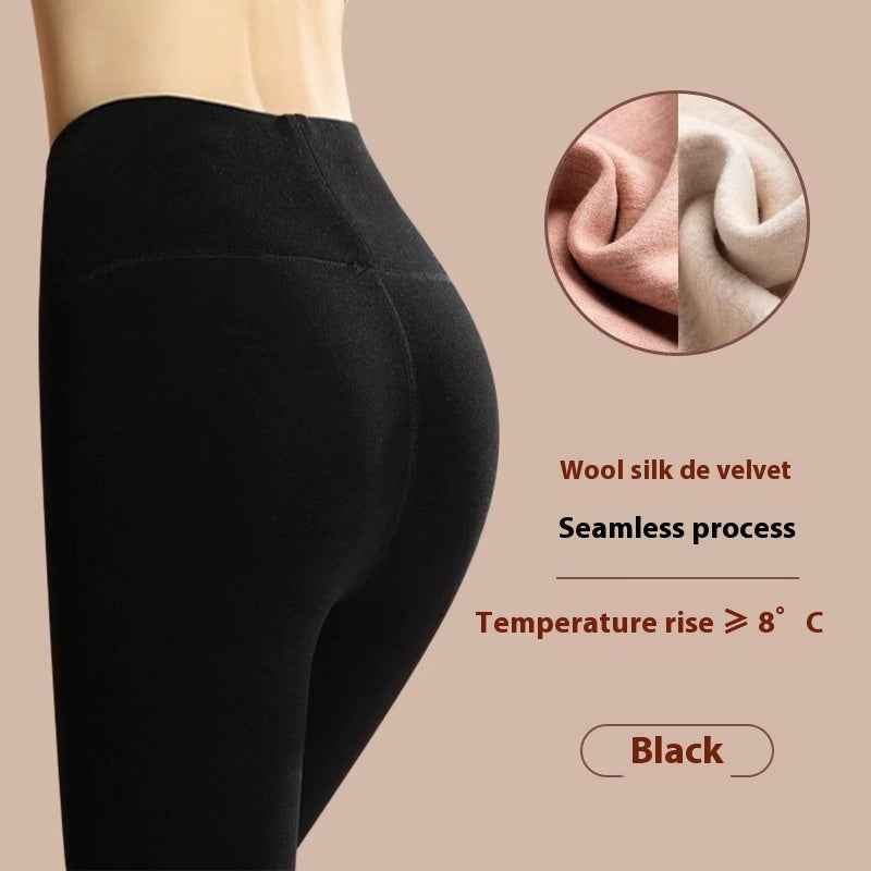 Winterwarme Leggings aus Kaschmir und Samt modische High-Waist-Hose in Slim-Fit-Passform für Damen - Shopteufel