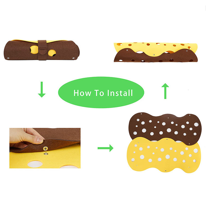 Katzentunnel, Katzenspielzeug aus Filz mit Pompon-Verbindung - Shopteufel