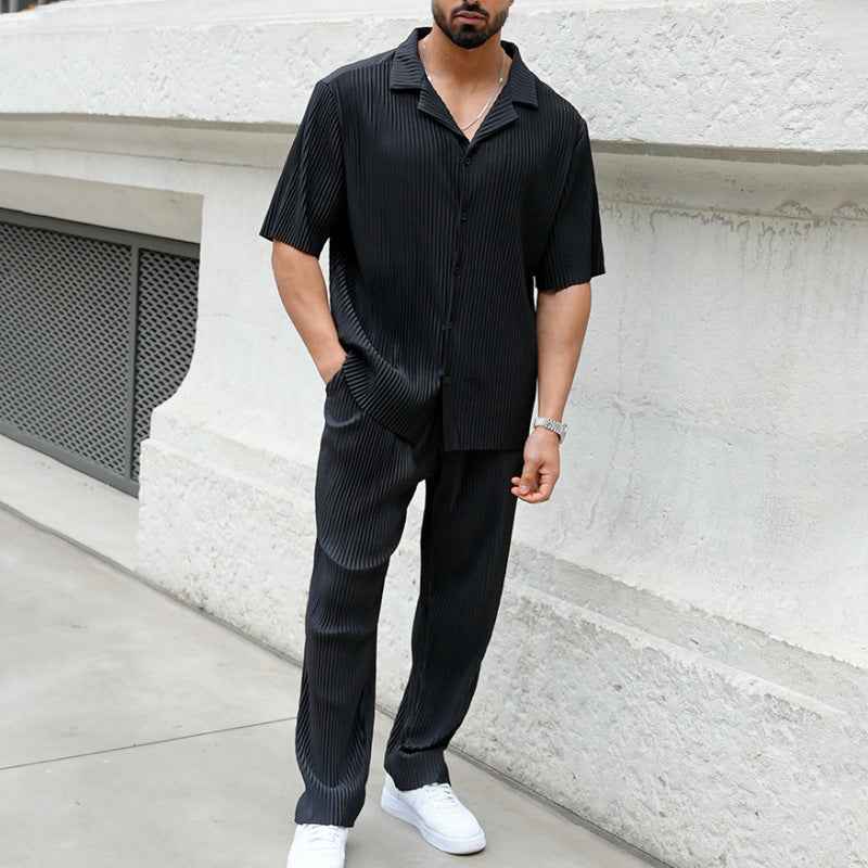 Sports Men Suit Fashion Casual Short-sleeved Trousers Two-piece Set - Shopteufel