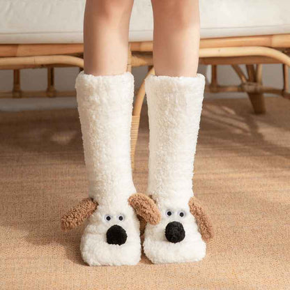 Cute Cartoon Dog Floor Socks Winter Warm Non-slip Plush Socks For Women - Shopteufel