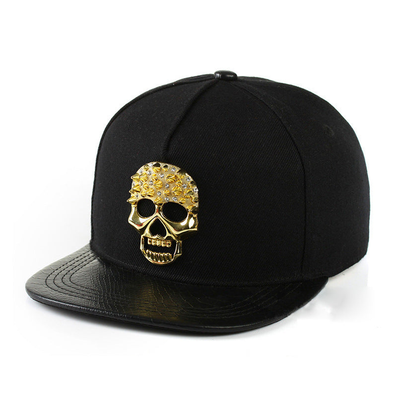 Hip-Hop-Kappe mit Totenkopf-Metalllogo - Shopteufel