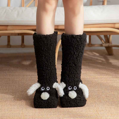 Cute Cartoon Dog Floor Socks Winter Warm Non-slip Plush Socks For Women - Shopteufel