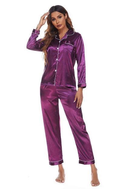 Pajamas Women's Long Sleeve Sleepwear Soft Button Loungewear Pjs Set Nightwear - Shopteufel