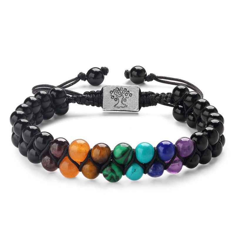 Fashion Jewelry 6mm 7 Chakra Stone Bead Yoga Meditation Bracelet Healing Crystal Double Layer Natural Gemstone Beaded Anxiety Bracelets For Women - Shopteufel