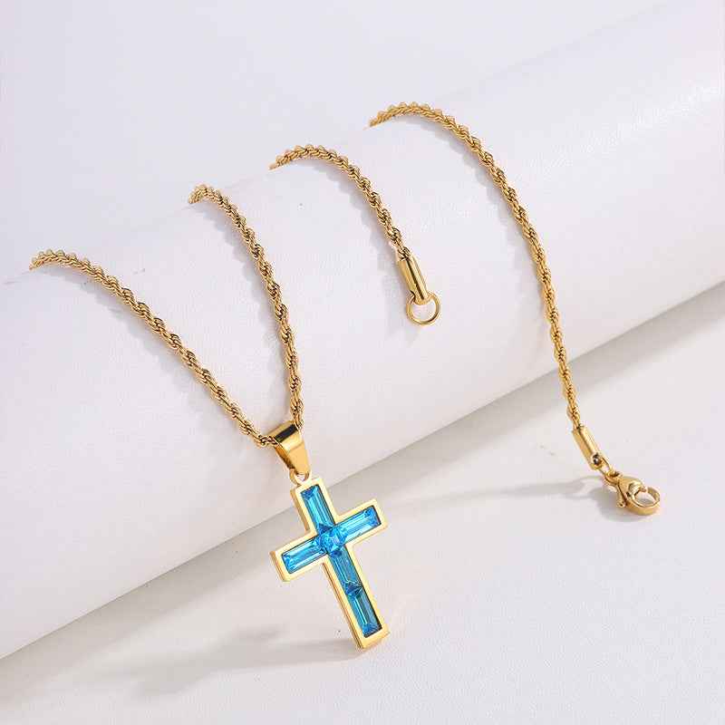 Fashion Jewelry European And American Ing Style Diamond Cross Necklace Unique No Color Fading - Shopteufel
