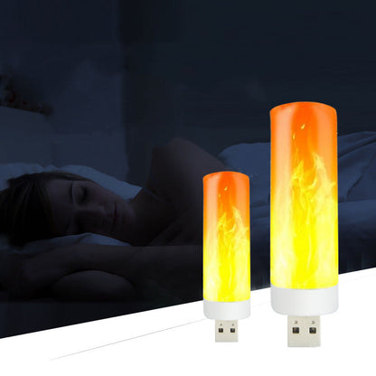 USB-Atmosphärenleuchte mit LED-Flammeneffekt, blinkenden Kerzenlichtern, Buchlampe für Powerbanks, Campingbeleuchtung, Zigarettenanzünder-Effekt - Shopteufel
